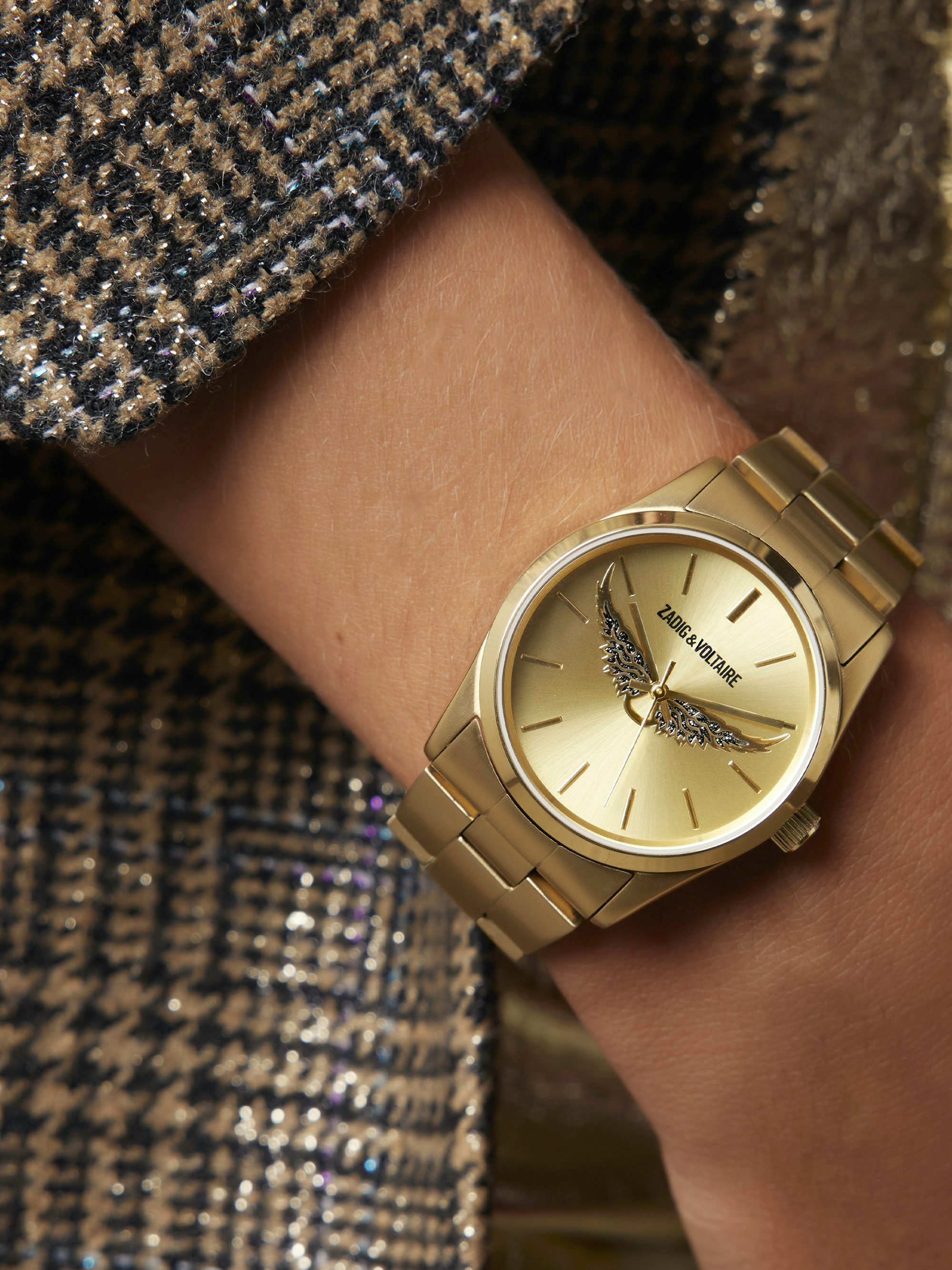 Zadig Gold Wings Watch - Women's steel watch in gold with wings